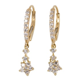 A pair of diamond and 14k gold earrings