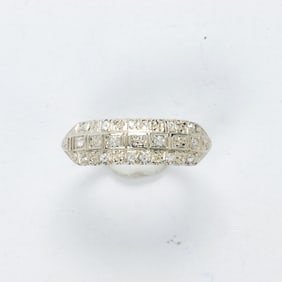 A diamond and 18k white gold ring