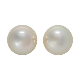 A pair of South Sea cultured pearl and 18k white gold earrings