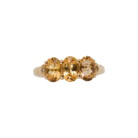 A citrine and 14k gold ring