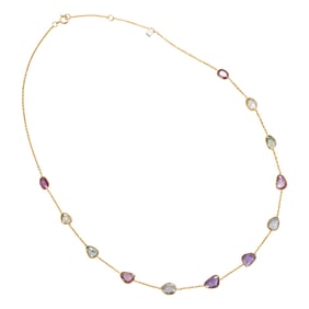 A multi-color sapphire and 18k gold necklace