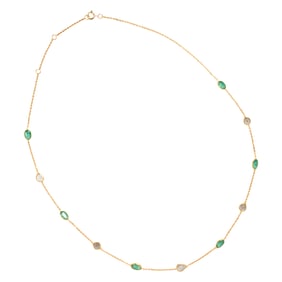 An emerald, diamond and 18k gold necklace