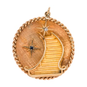 A gem-set and 14k gold 'Stairway to Heaven' oversized charm