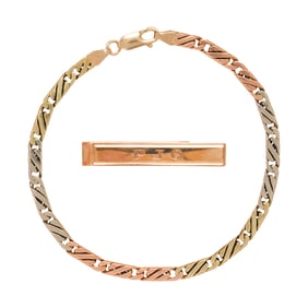 A 14k tri-color gold link bracelet