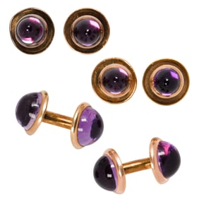 A set of amethyst cufflinks and accessories