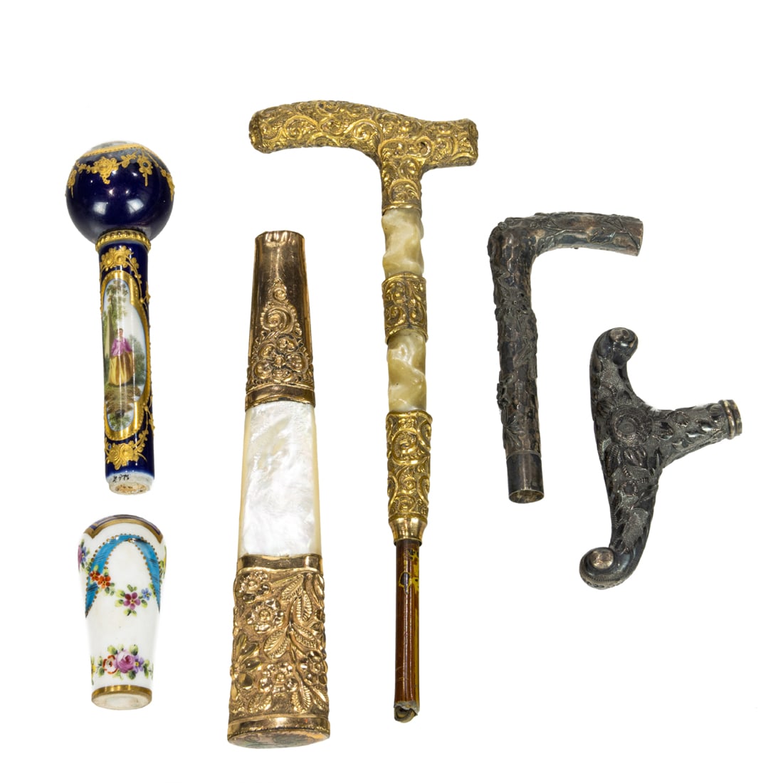 A lot of six Art Nouveau parasol handles (1 of 2)