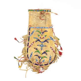 An early Plains double side multicolor beaded pipe bag