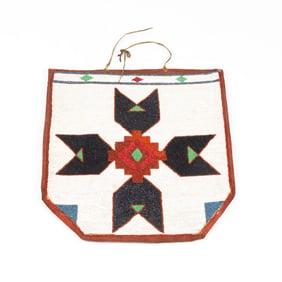 A large Plains beadwork pictorial bag