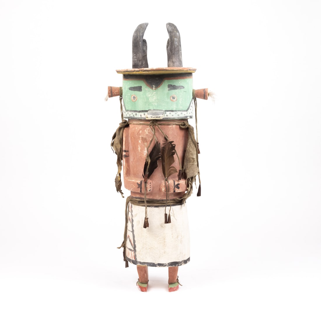 A large Hopi antelope kachina fitted with leather fringe and bells (1 of 4)