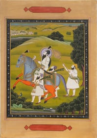 A Sikh miniature equestrian painting of Gobind Singh