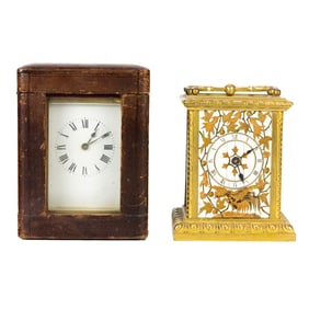 Two French brass carriage clocks