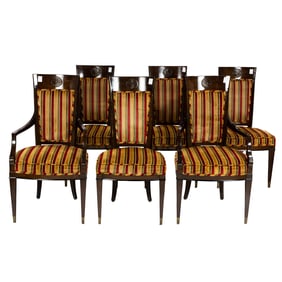 A suite of Hollywood Regency custom high back dining chairs