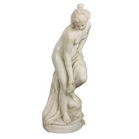 An Italian marble figure of a bather