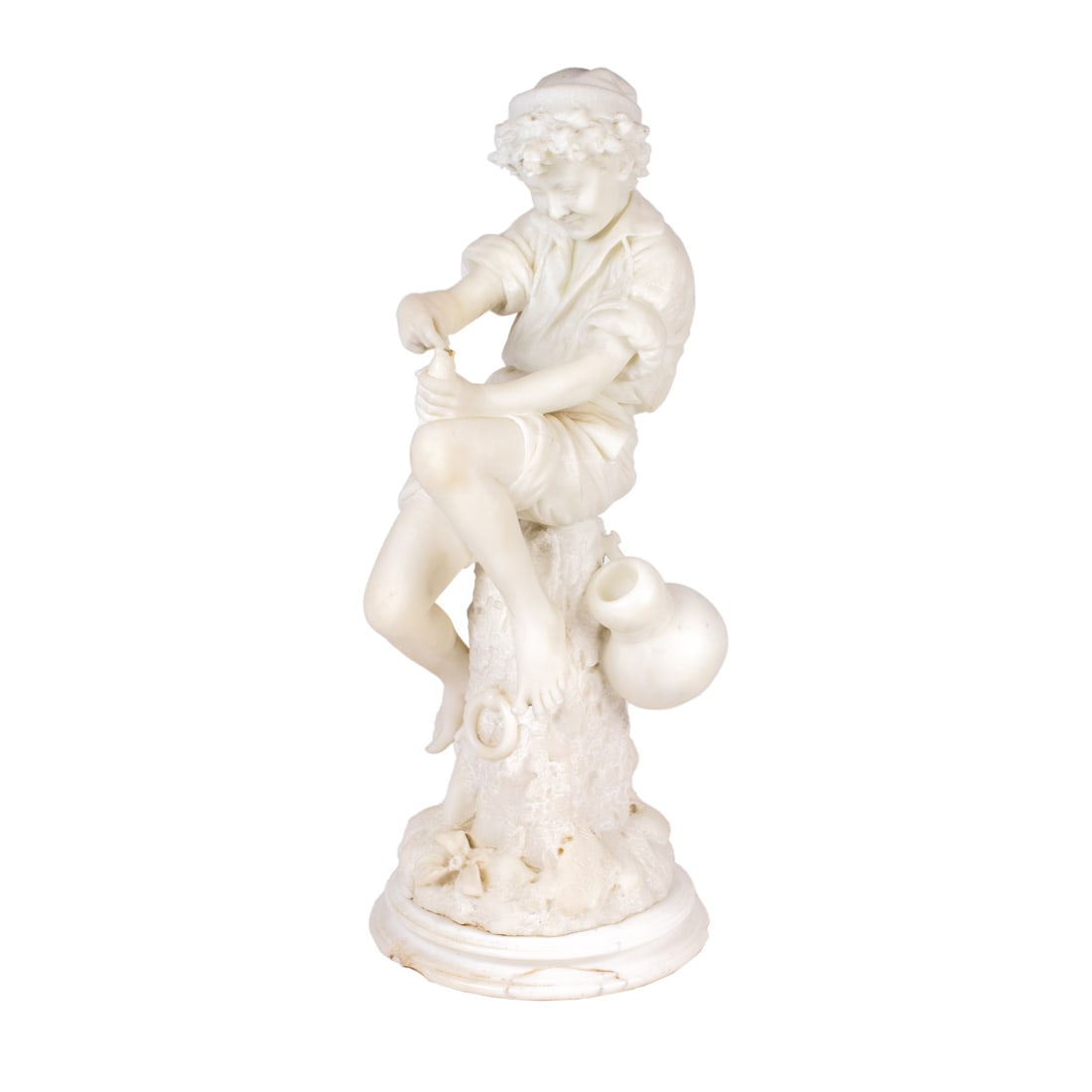 An Italian alabaster figure of a boy fishing by Lorenzo Corelli (1 of 3)