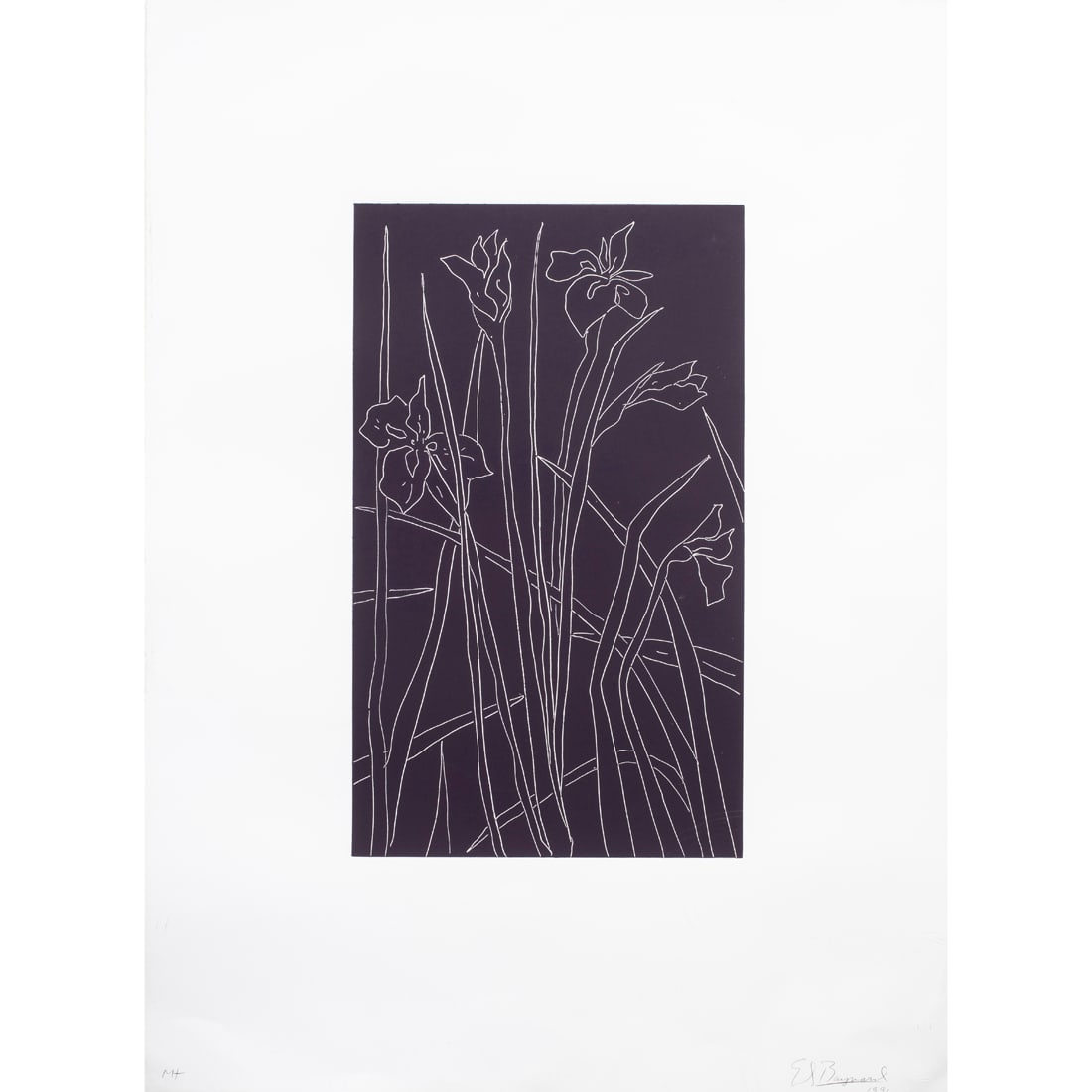 Print, Ed Baynard: Ed Baynard (American, 1940-2016), Untitled (Flower), 1991, monotype, pencil signed and dated lower right, image: 23.5"h x 14"w, sheet: 39"h x 28.75"w, overall (with frame): 42"h x 31.5"w