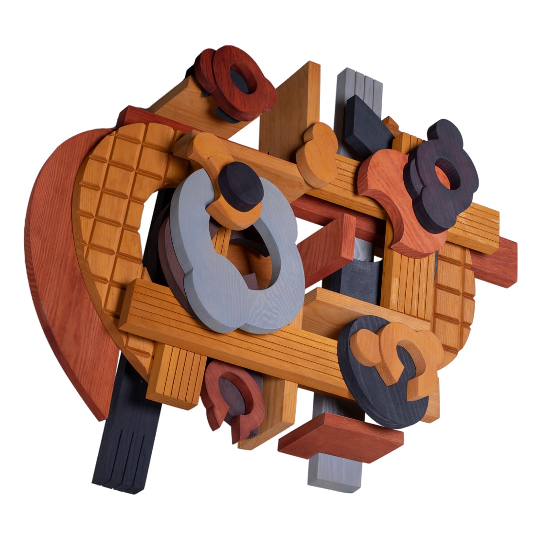 Sculpture, John Okulick: John Okulick (American, b. 1947), "Kings Chamber," 1999-2001, wood sculpture, signed, dated, and titled verso, overall: 47"h x 53"w x 10"d