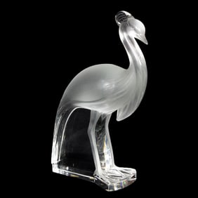 A Lalique clear and frosted glass Louisiane model of a crane 11642