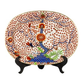 An English porcelain platter in the Tree of Life pattern