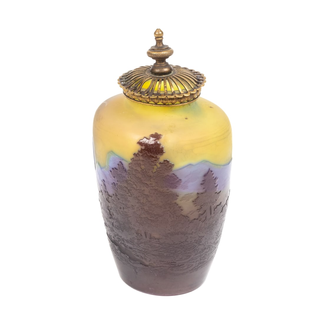 A Galle cameo glass gilt bronze mounted scenic potpourri vase (1 of 3)