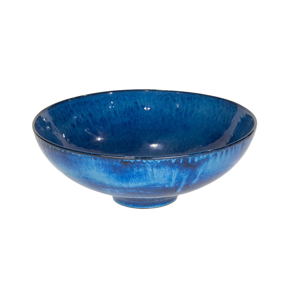 A James Lovera ceramic footed bowl, signed 'lovera' to base, 4"h x 10.75"dia: A James Lovera ceramic footed bowl, signed 'lovera' to base, 4"h x 10.75"dia