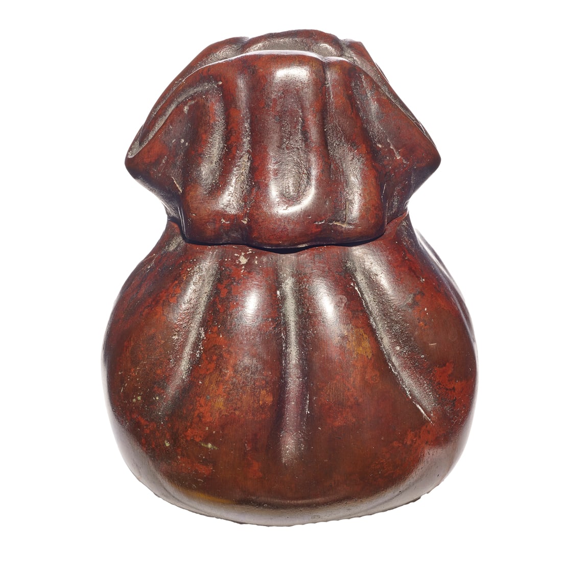 Japanese bronze satchel form vessel (1 of 3)