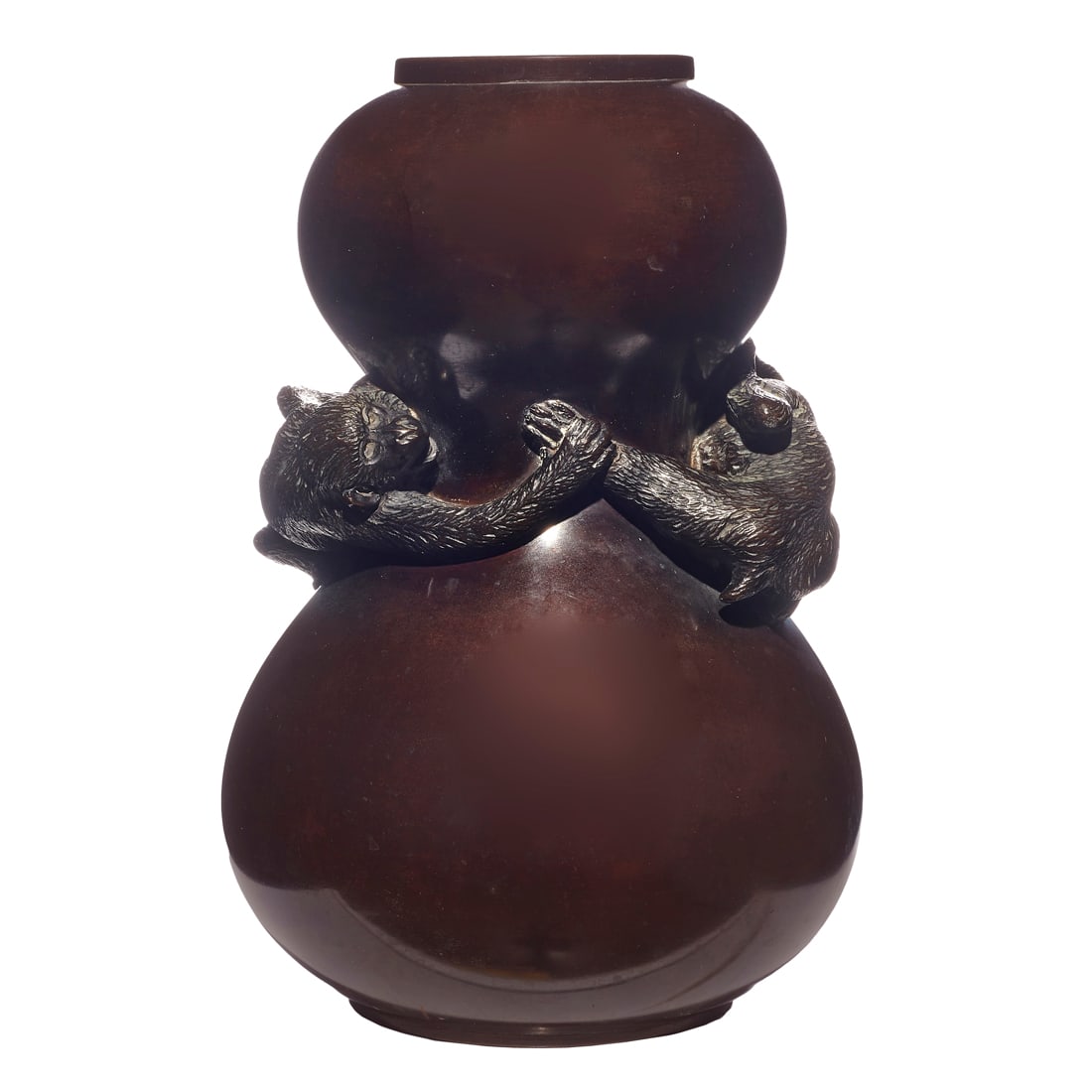 Japanese bronze gourd form vase (1 of 2)