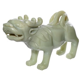 Chinese celadon jade carving of a mythical beast