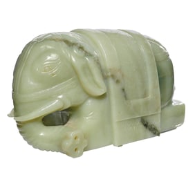 Chinese celadon jade elephant figure