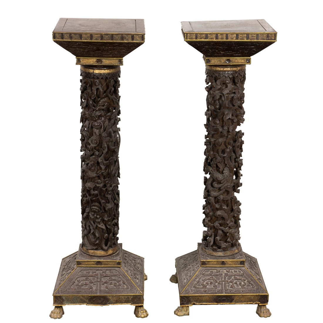 Pair of Chinese export hardwood pedestals (1 of 3)