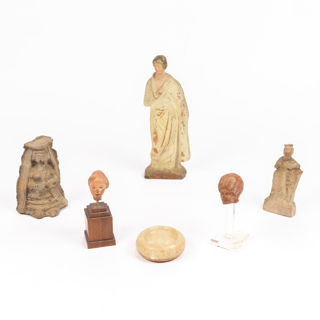 A group of Grand tour and other terracotta figures, including (2) Classical full length figures of (1 of 2)