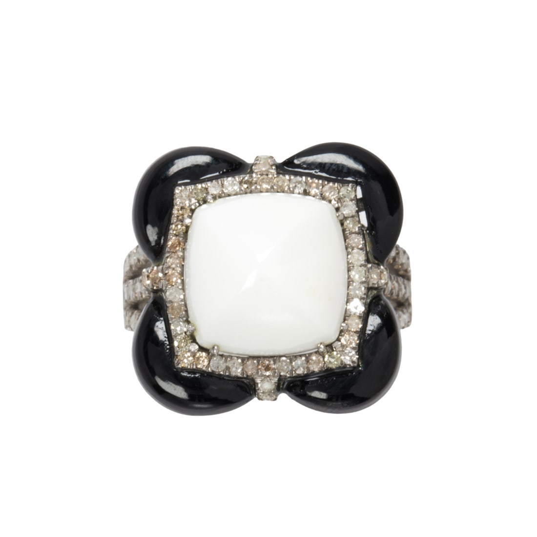 An onyx, diamond and silver ring (1 of 2)