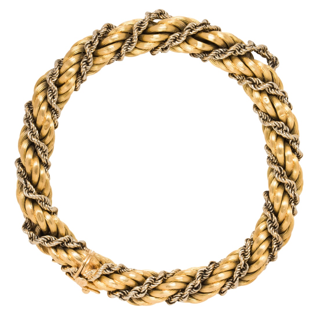 An 18k bi-color gold rope chain bracelet (1 of 2)