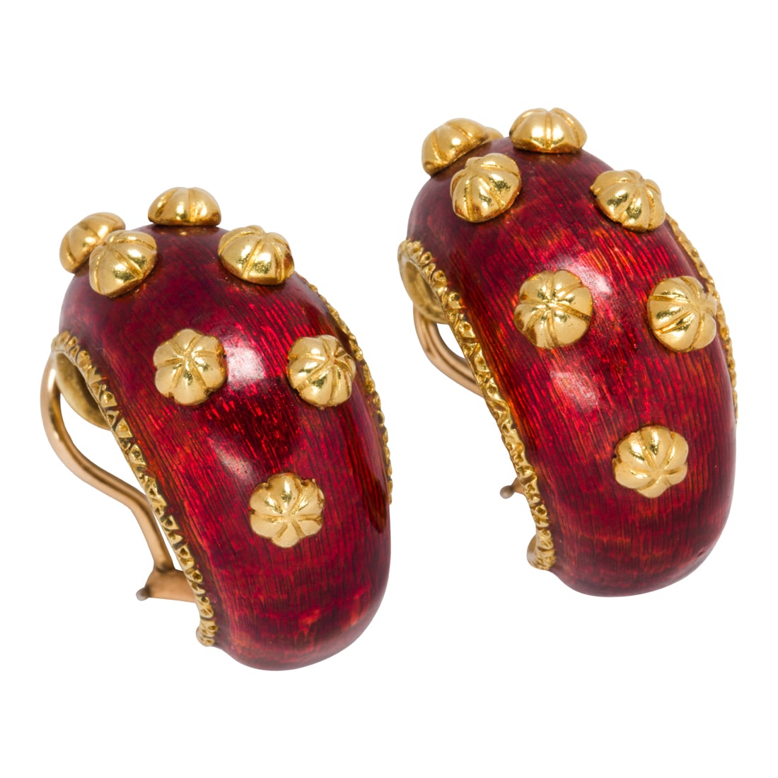 Boris Le Beau, A pair of enamel and 18k gold ear clips (1 of 1)