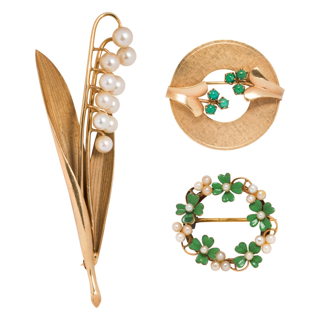A group of gemstone and 14k gold brooches (1 of 1)