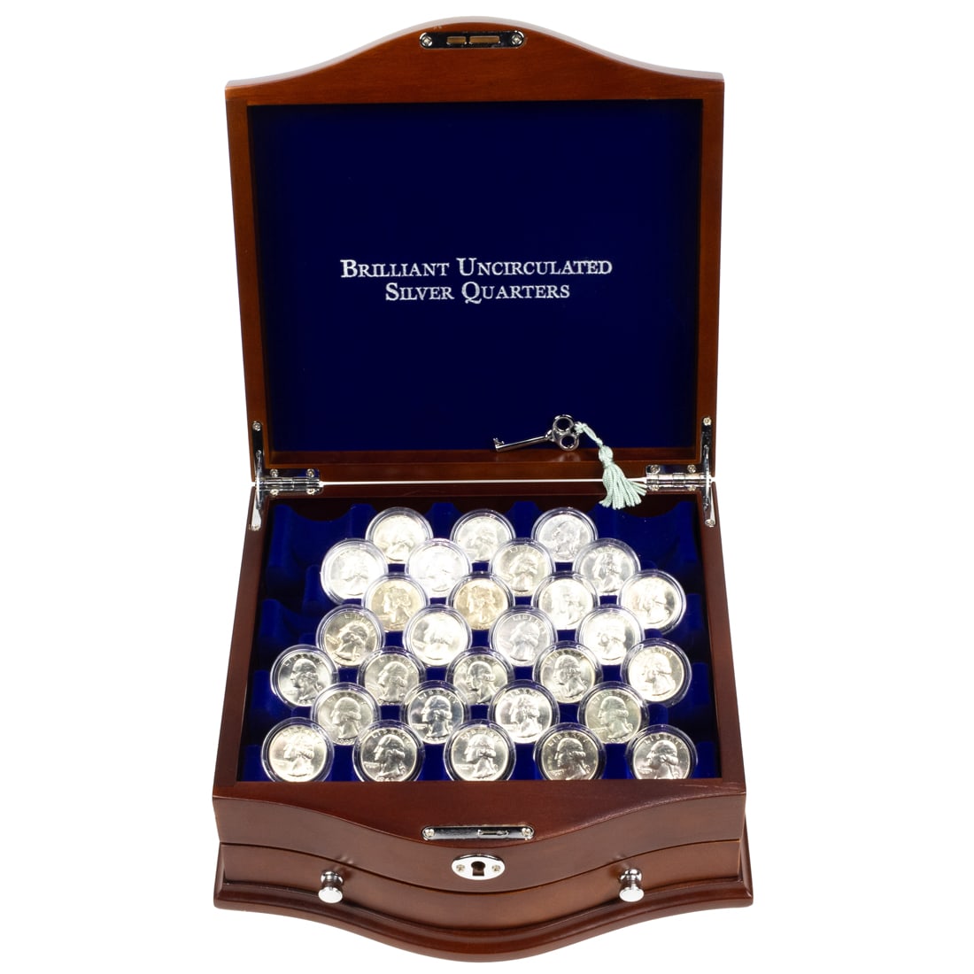 Washington Quarter 1932-64 Complete Brilliant UNC:  90% Silver, 32 pieces, brilliant uncirculated in (1 of 5)