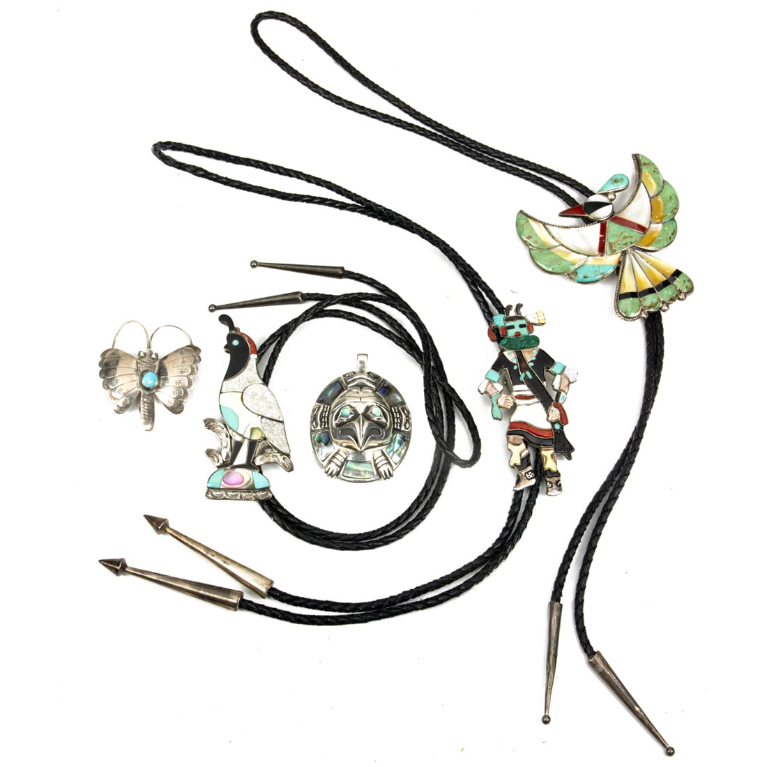 A lot of three Zuni sterling bolo ties including an Antelope kachina (1 of 3)