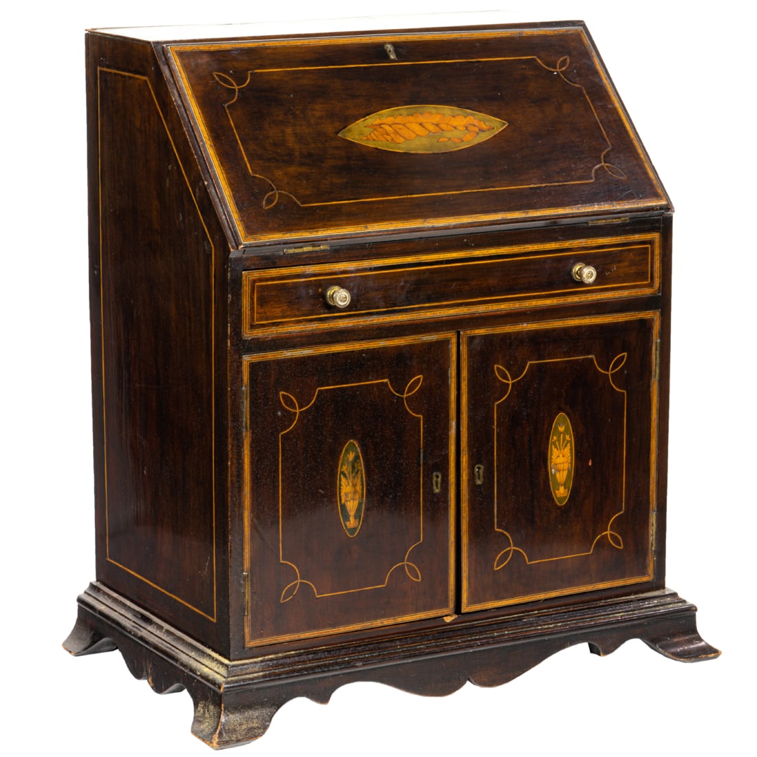 A Federal style miniature inlaid slant front desk (1 of 5)