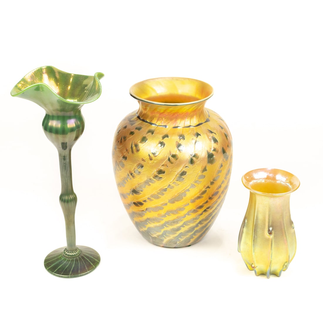 Three Lundberg Studios iridescent glass vases (1 of 4)