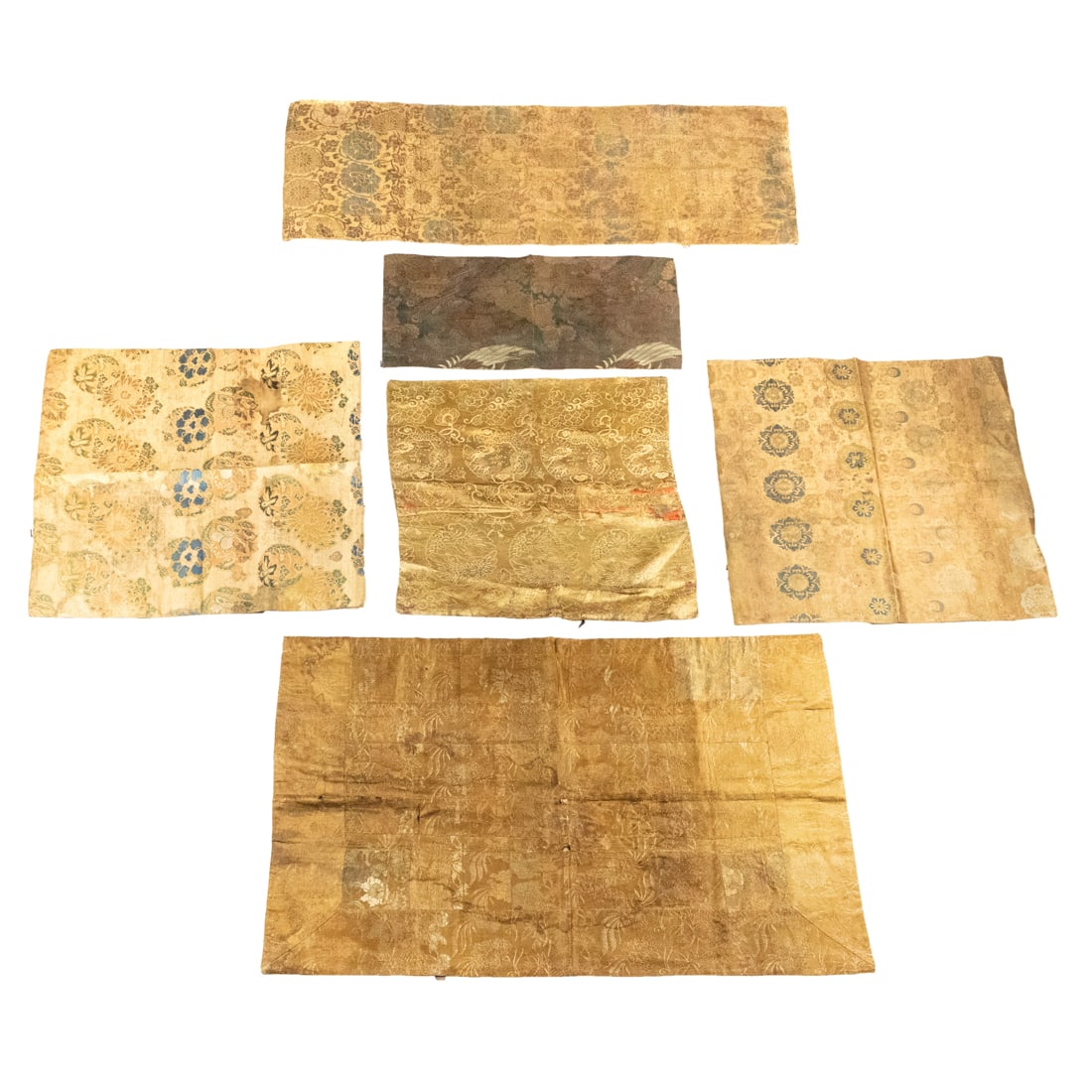 (lot of 6) Japanese woven textile fragments (1 of 2)