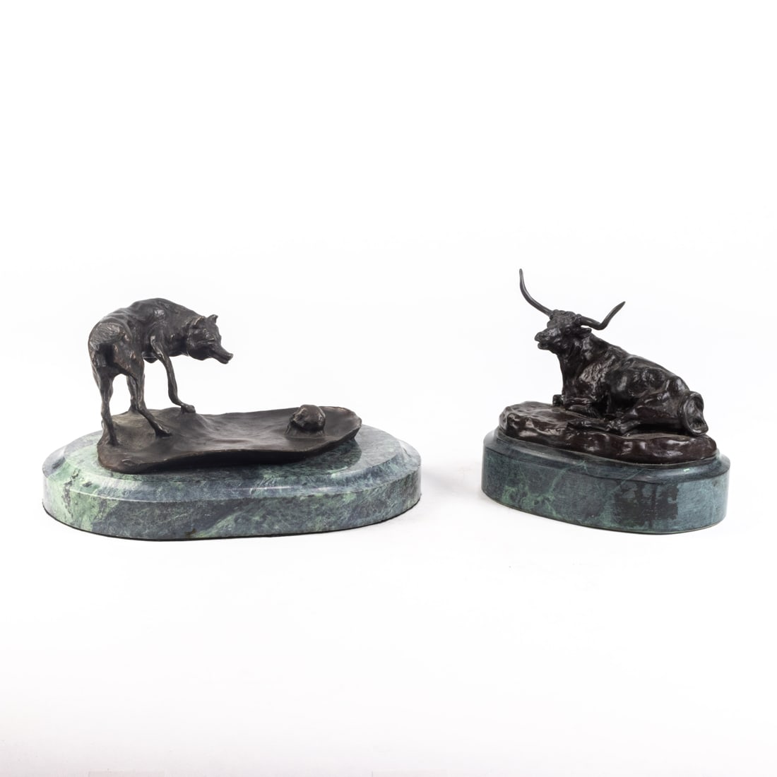 Two patinated bronze animaler studies (1 of 3)