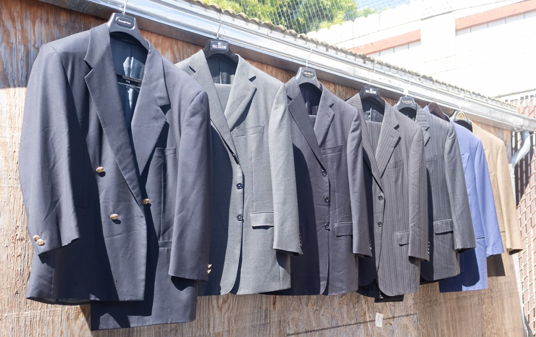 A collection of mainly Italian men's suits and dress shirts including Versace and Zenga: A collection of mainly Italian men's suits and dress shirts, including Versace, Zenga, Mabro, Canali, Brioni and Marol, etc.