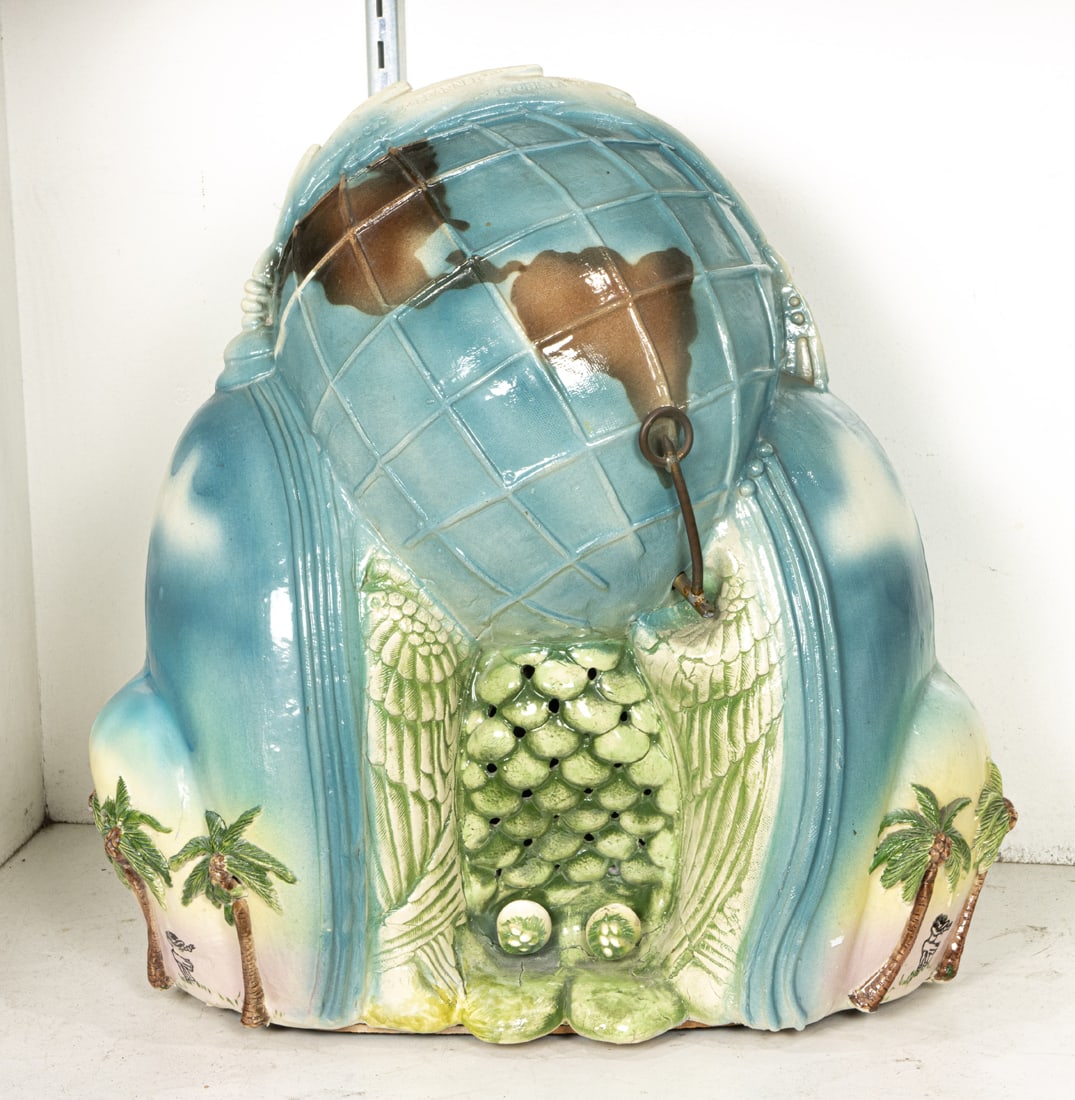 A Clair Colquit art pottery radio: A Clair Colquit art pottery radio, circa 1973, 17"h x 17"w x 11"d, (nonfunctional). Provenance: Marvin Lipofsky Studio, Berkeley