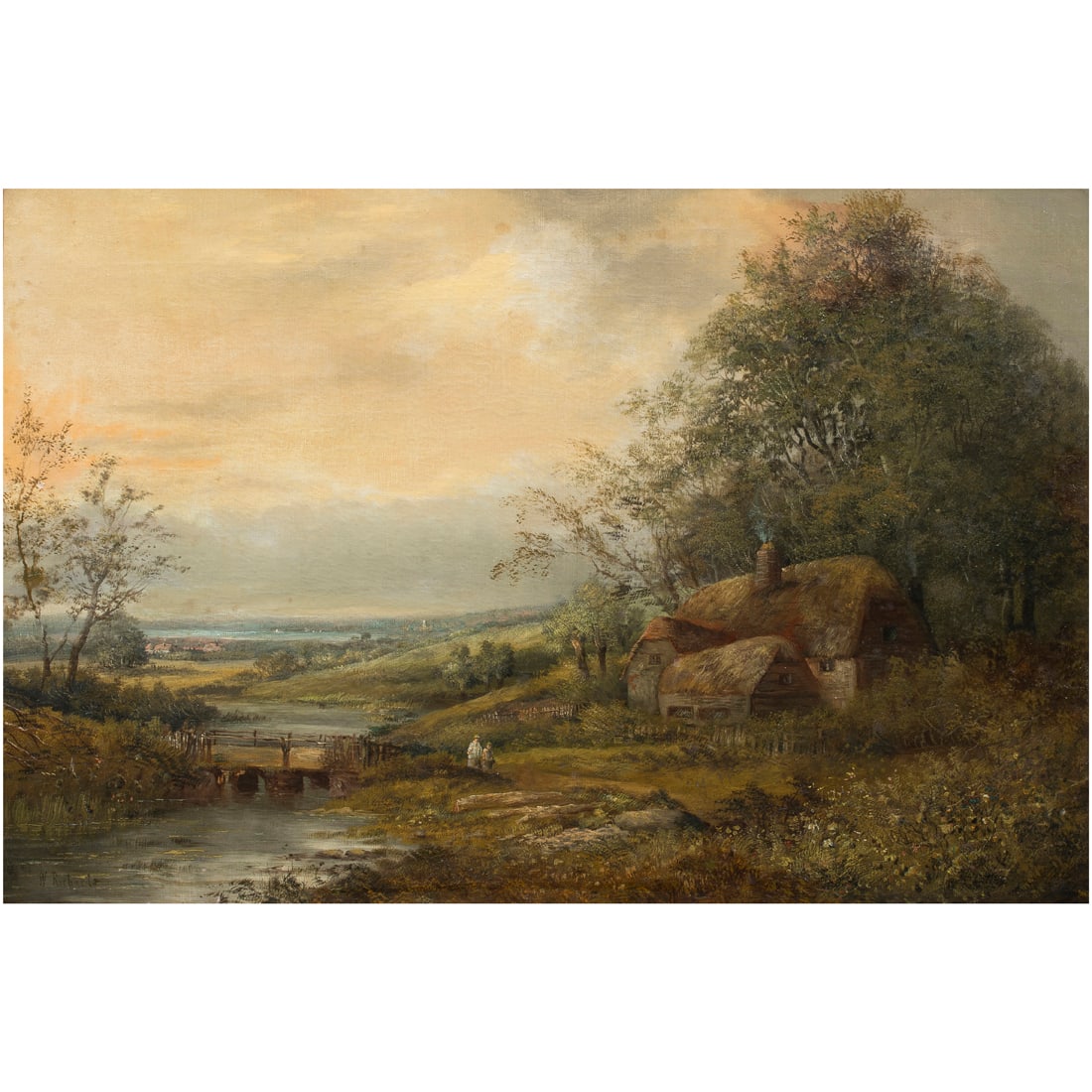Painting, Francis E. Jamieson a.k.a. W. Richards: Francis E. Jamieson a.k.a. W. Richards (British, 1895-1950), Scottish Cottage, oil on canvas, signed lower left, canvas: 20"h x 30"w, overall (with frame): 26.25"h x 37"w