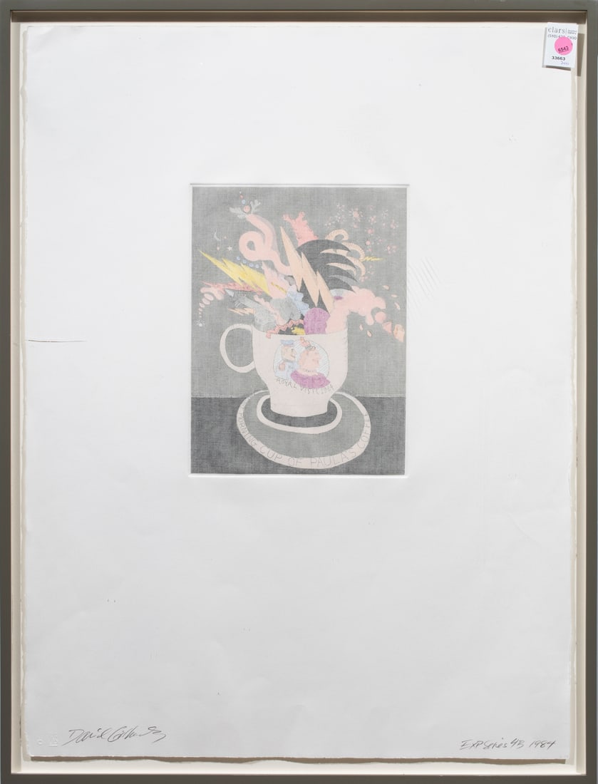 Print, David Gilhooly: David Gilhooly (American, 1943-2013), "EXP Series 4B," 1984, etching with aquatint, pencil signed lower left, dated and titled lower right, overall (with frame): 32.25"h x 24.25"w