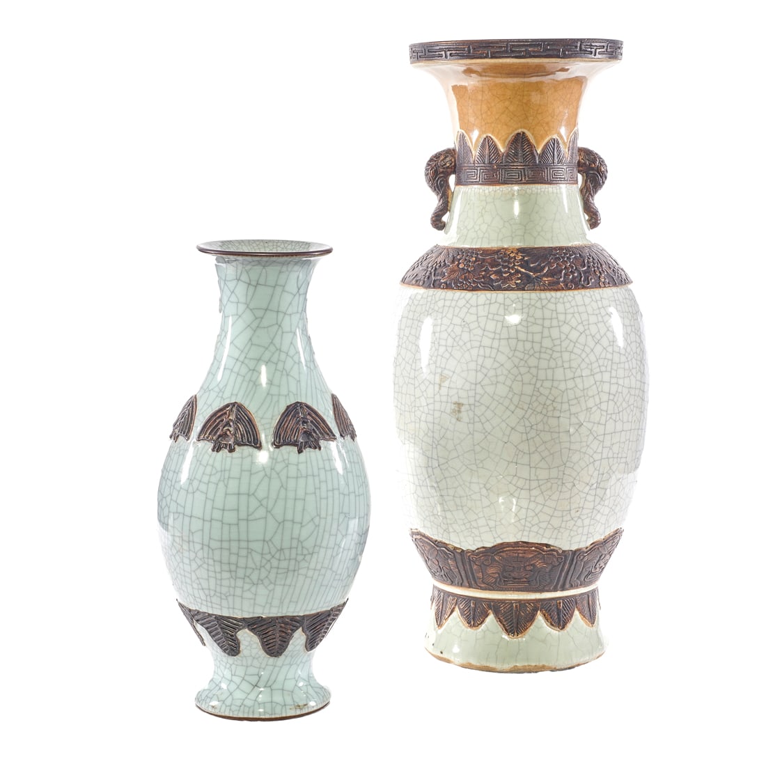 (lot of 2) Chinese crackle glazed vases (1 of 1)