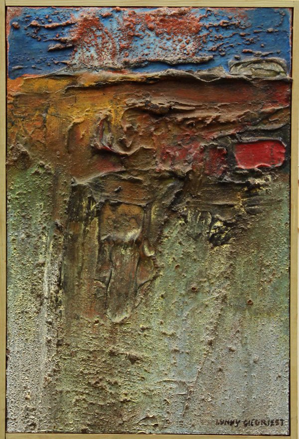 Painting, Lundy Siegriest, Marin Hillside: Framed oil on board, ''Marin Hillside'', by Lundy Siegriest (Californian, 1925-1985), signed, titled verso, board: 18''h x 12''w, overall: 18.75''h x 12.75''w