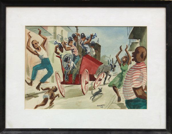 Watercolors, Sidney Kittinger, New Orleans: (lot of 6) Framed watercolors, ''The French Quarter, New Orleans'', 1954, by Sidney Kittinger (American, 1921-1997), each signed and dated ''Kittinger '54'', sight (each): 10''h x 14''w, overall (each