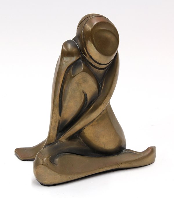 Bronze, Bennett Bros.: Bronze sculpture, ''Bliss Study,'' by Bennett Brothers/Tom Bennett (Californian, b.1928), signed ''Bob Bennett'' lower base, Edition 23/250, overall: 8.5''h x 8''w x 6''d. Note: Original certificate o