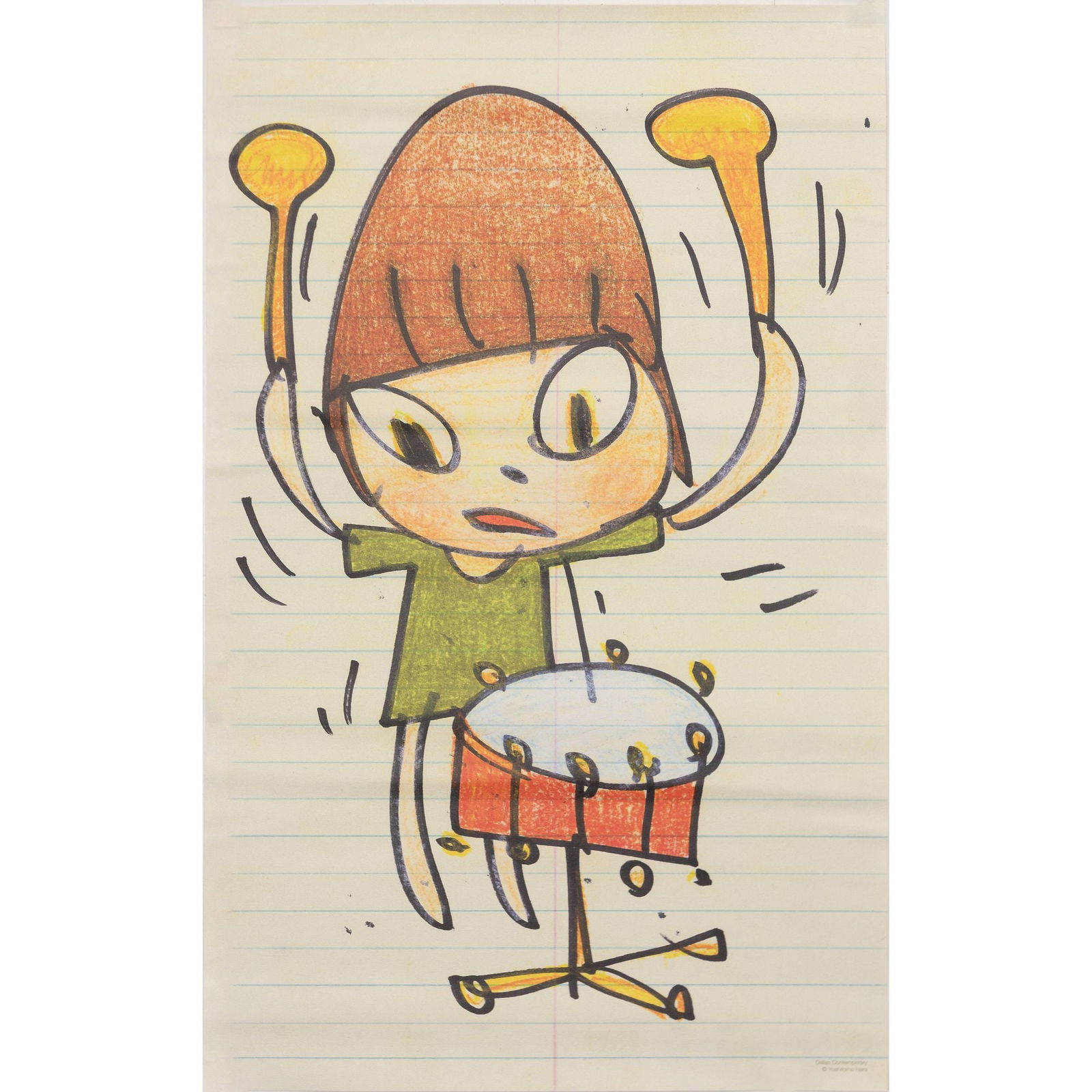 Yoshitomo Nara (Japanese, b. 1960),  Banging the Drum Lithograph (1 of 6)