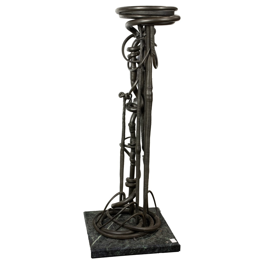 Sculpture, Albert Paley: Albert Paley (American, b. 1944), Plant Stand, steel sculpture with marble base, unsigned, overall (with base): 58"h x 18"w x 18"d. Proceeds from the estate are to be sold to cover student tuition at